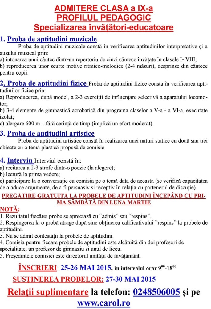 oferta colegiul pedagogic